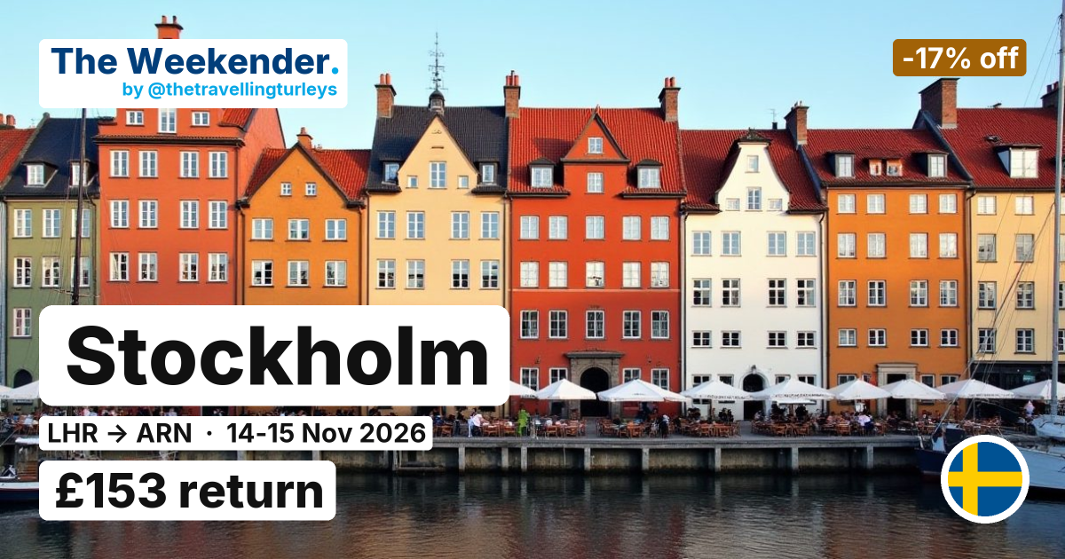 Stockholm weekend break from London - £153 return