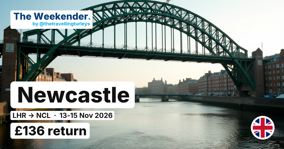 Newcastle weekend break from London - £136 return