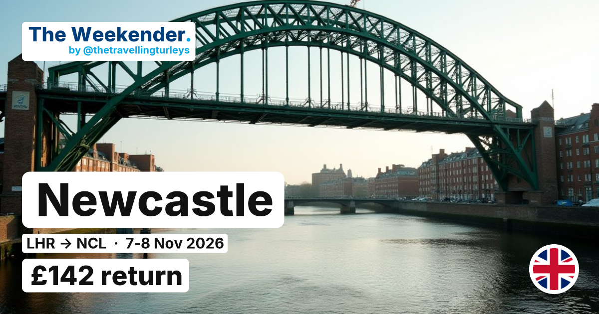 Newcastle weekend break from London - £142 return