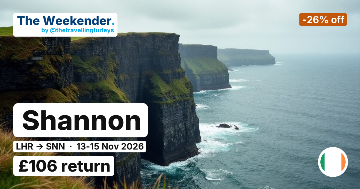 Shannon weekend break from London - £106 return