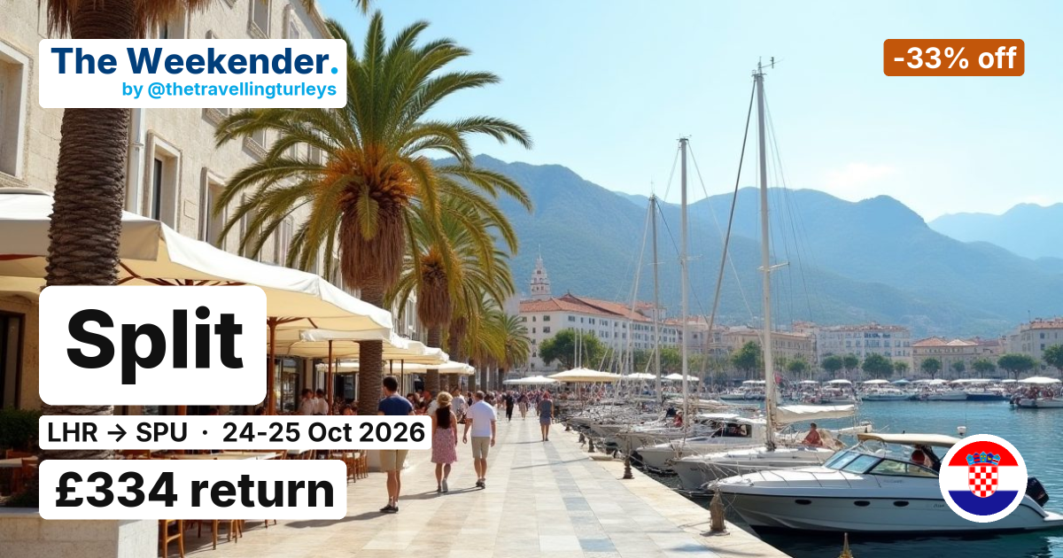 Split weekend break from London - £334 return