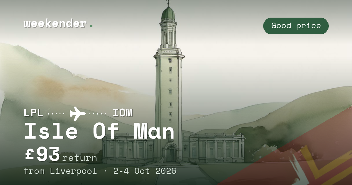 Isle Of Man weekend break from Liverpool - £93 return
