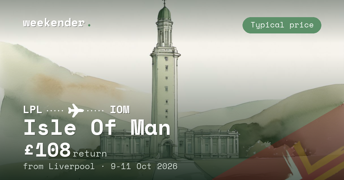 Isle Of Man weekend break from Liverpool - £108 return