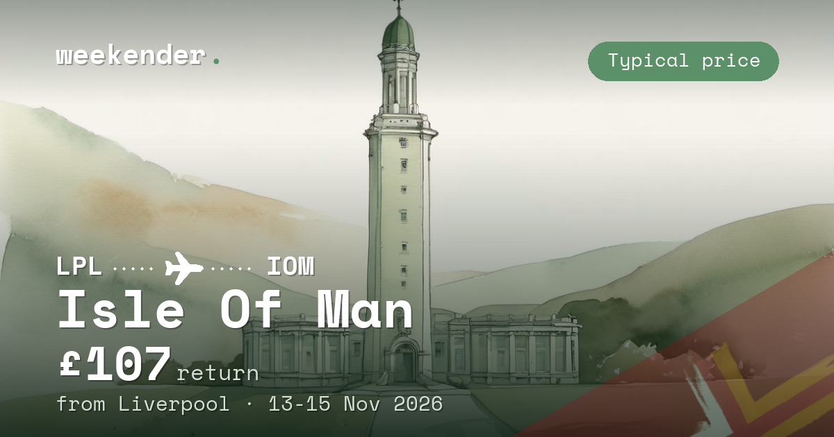 Isle Of Man weekend break from Liverpool - £107 return