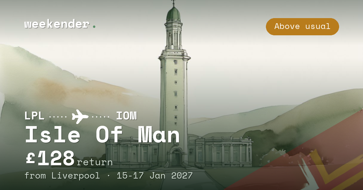 Isle Of Man weekend break from Liverpool - £128 return