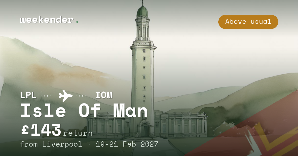 Isle Of Man weekend break from Liverpool - £143 return