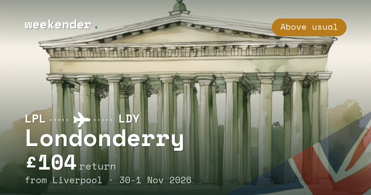 Londonderry weekend break from Liverpool - £104 return