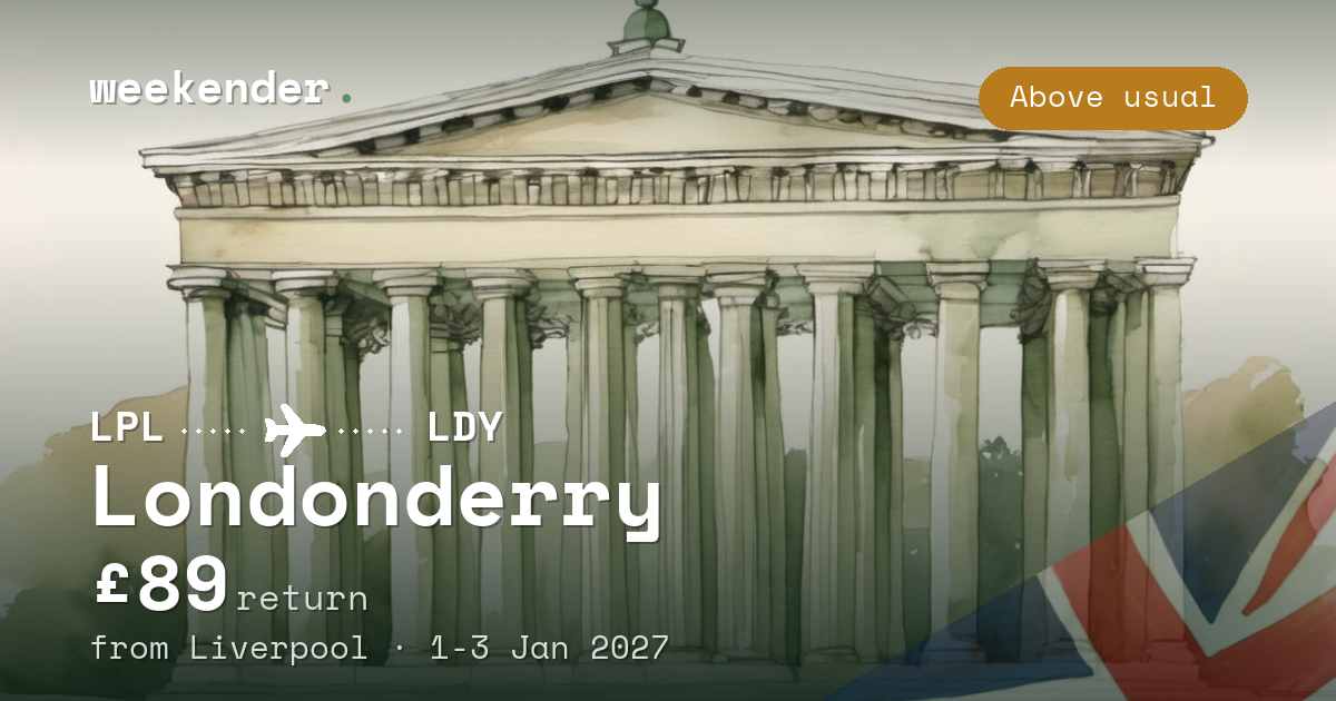 Londonderry weekend break from Liverpool - £89 return