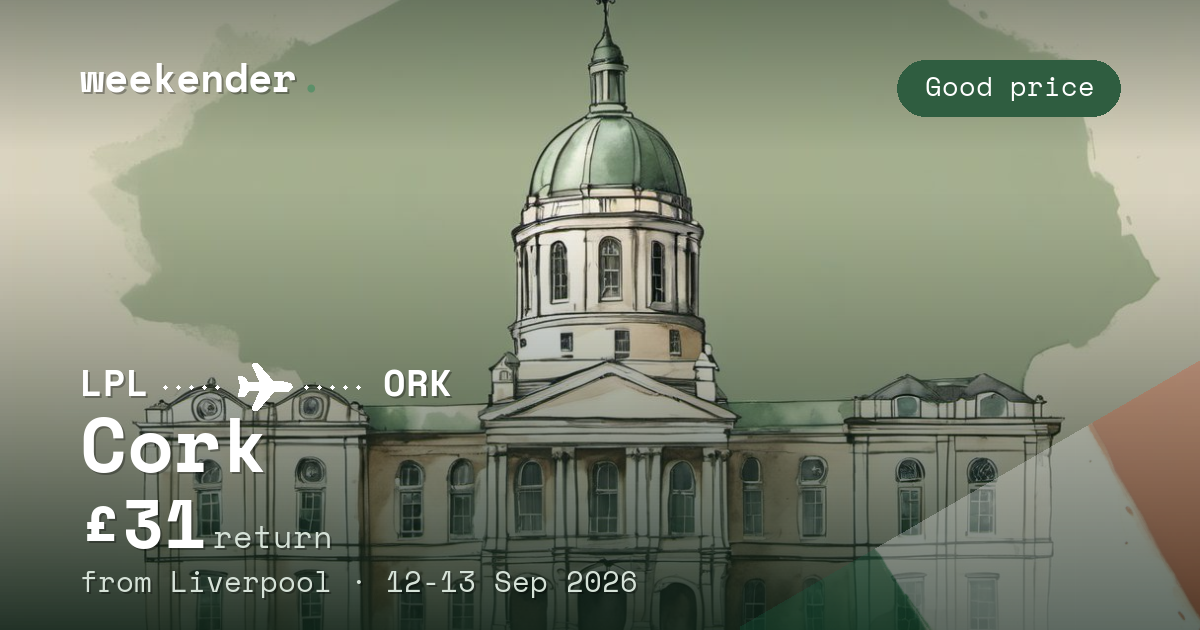 Cork weekend break from Liverpool - £31 return