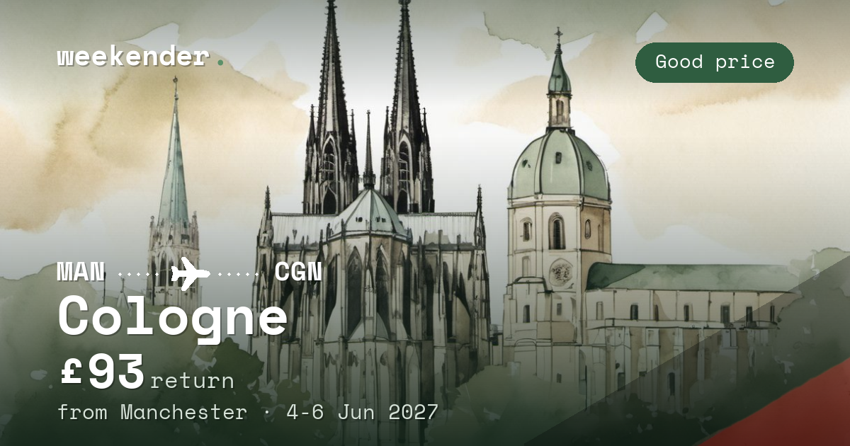 Cologne weekend break from Manchester - £93 return