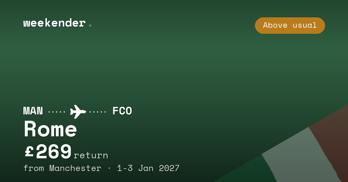Rome weekend break from Manchester - £269 return