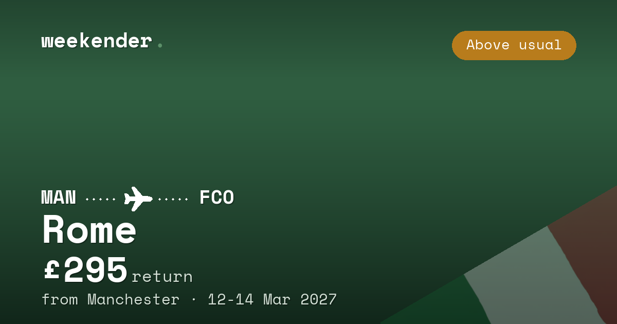 Rome weekend break from Manchester - £318 return