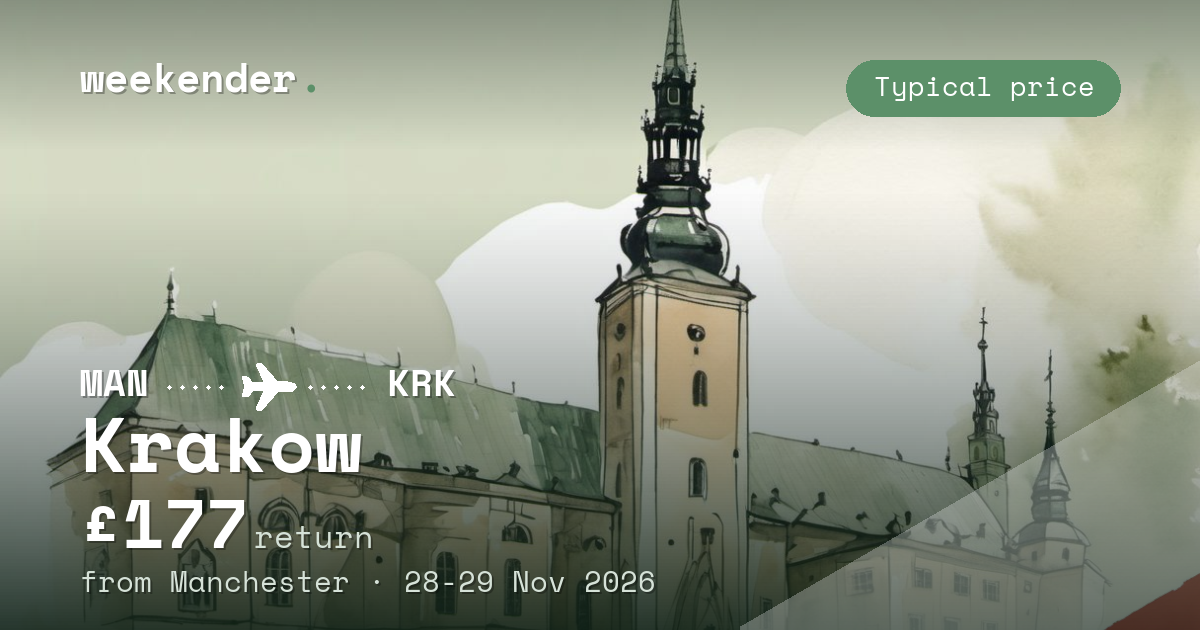 Krakow weekend break from Manchester - £177 return
