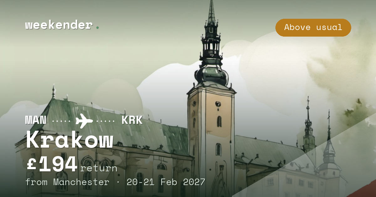 Krakow weekend break from Manchester - £194 return