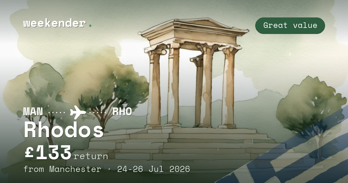 Rhodos weekend break from Manchester - £133 return
