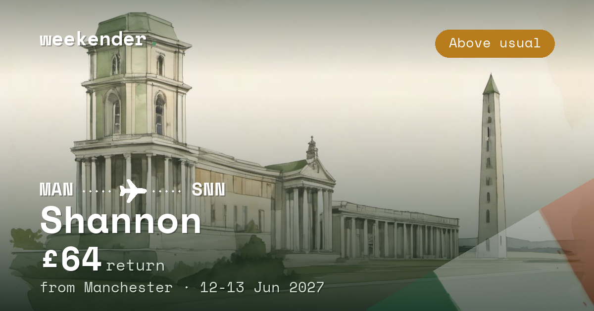 Shannon weekend break from Manchester - £64 return