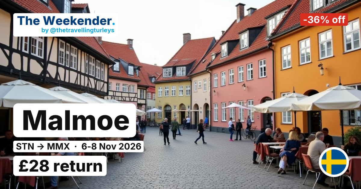 Malmoe weekend break from London Stansted - £28 return