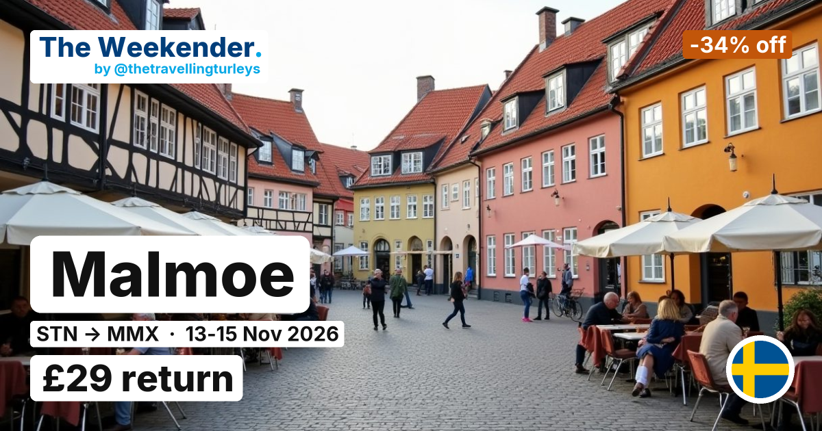 Malmoe weekend break from London Stansted - £29 return